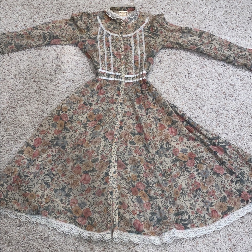 Vintage‎ Gunne Sax Dress Floral Print Size 7 - Picture 9 of 11